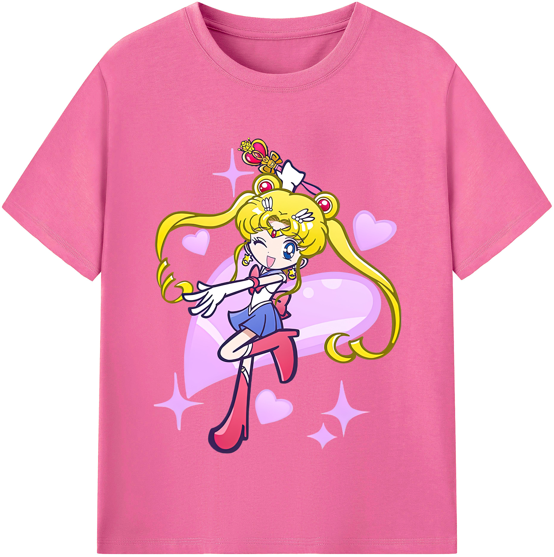 （画像用） 美少女戦士セーラームーン 月野 うさぎ つきの うさぎ Sailor Moon Tsukino Usagi レディースカジュアルプリントTシャツ（綿100％）